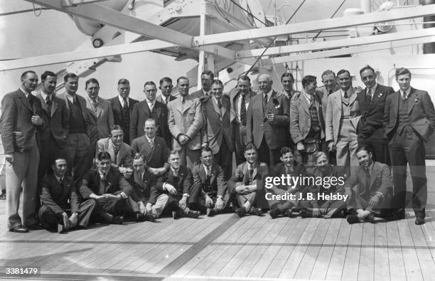 The players and officials of British Rugby Team depart from Southampton on board the Union Castle Liner RMMV Stirling Castle.