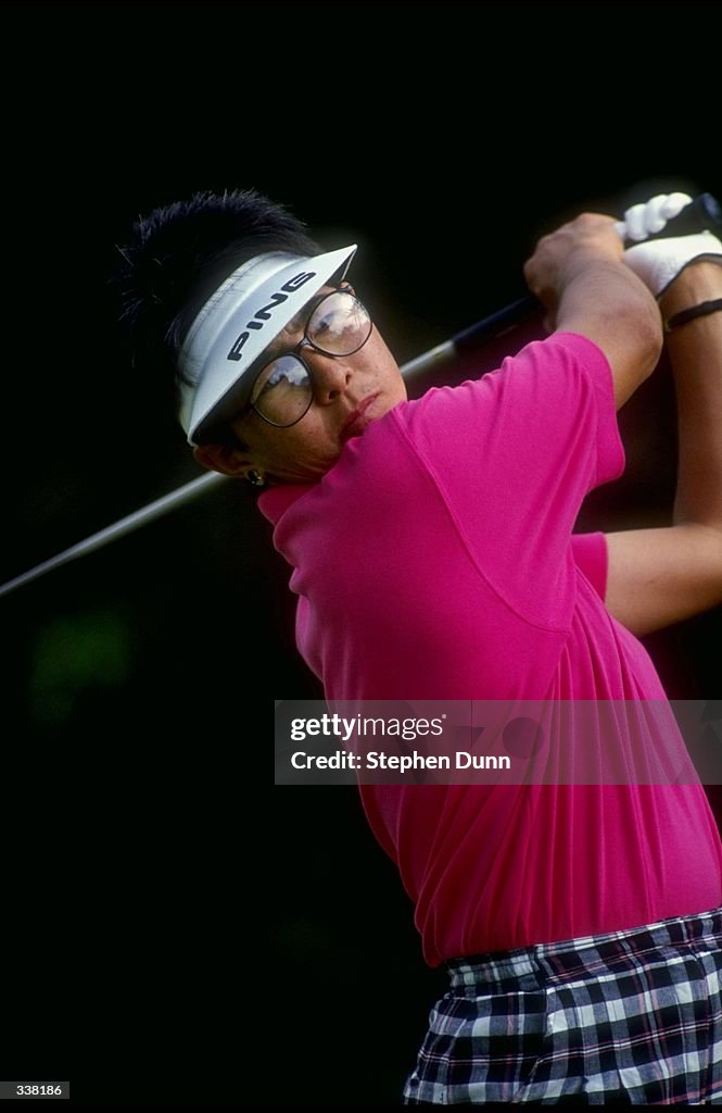 Lenore Rittenhouse hits a shot during the Nabisco Dinah Shore Golf ...