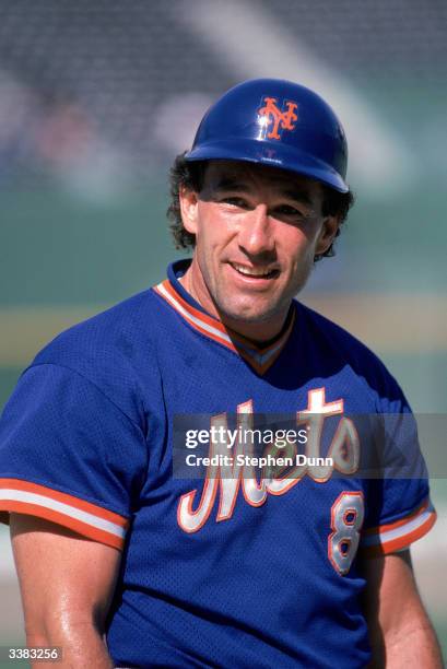 Catcher Gary Carter of the New York Mets with his helmet on during a 1986 season game.