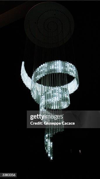 Chandelier "Lolita" by Ron Arad at the "Swarovski Crystal Palace 2004 Private Viewing" held at Area Fendi on April 15, 2004 in Milan, Italy.