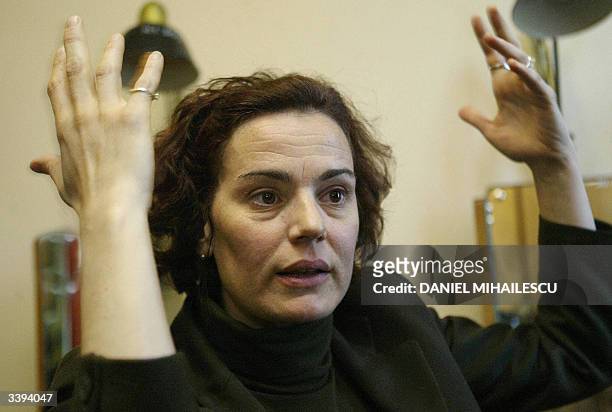 Romanian actress Maia Morgenstern who plays the role of Virgin Mary in the Mel Gibson's "Passion of the Christ" speaks during an interview before the...