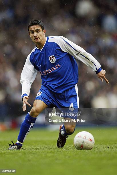 Tim Cahill of Millwall makes a break forward during the FA Cup Semi-Final match between Sunderland and Millwall held on April 4, 2004 at Old...