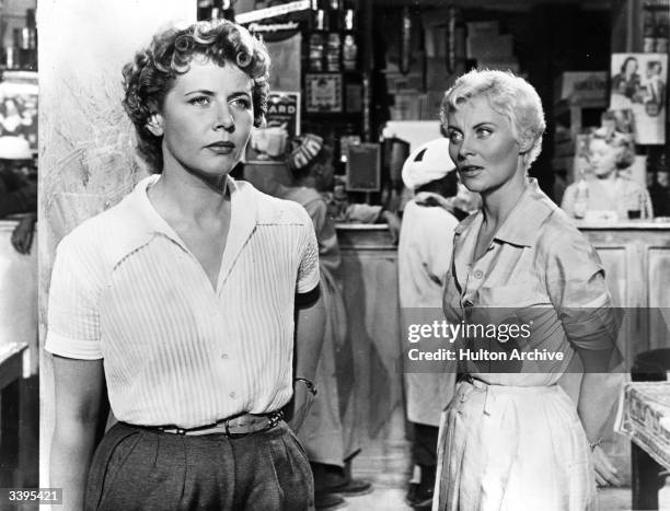 Cornell Borchers as Karine and Michele Morgan as Francoise in the Fox film 'Oasis', directed by Yves Allegret.