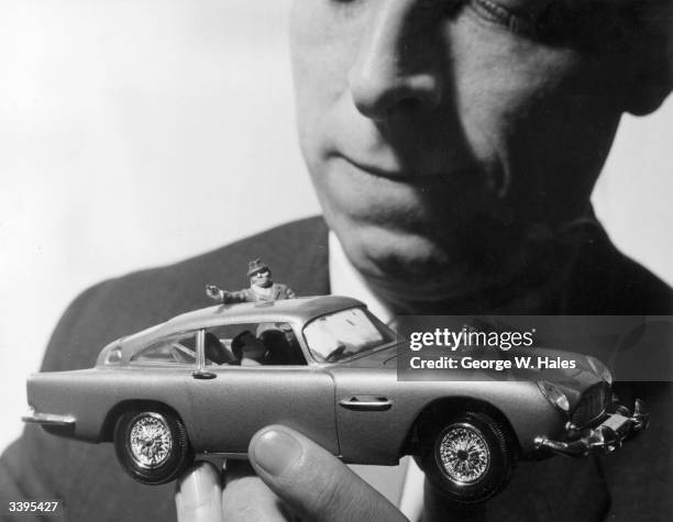 The Airfix James Bond Aston Martin DB5 model car, on show at the Brighton Toy Fair, the subject of many letters from little boys to Father Christmas.