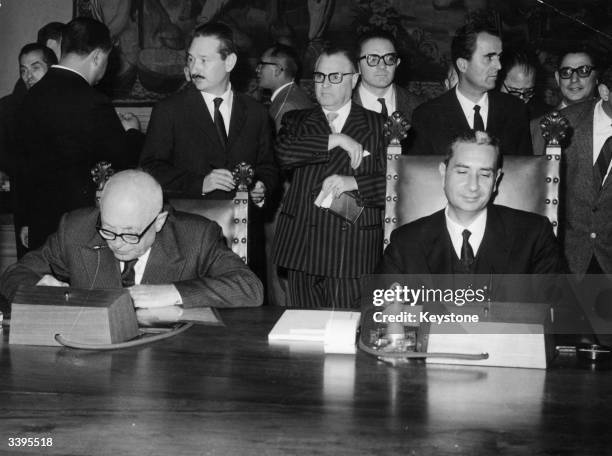 Italian Prime Minister Aldo Moro with his new cabinet.