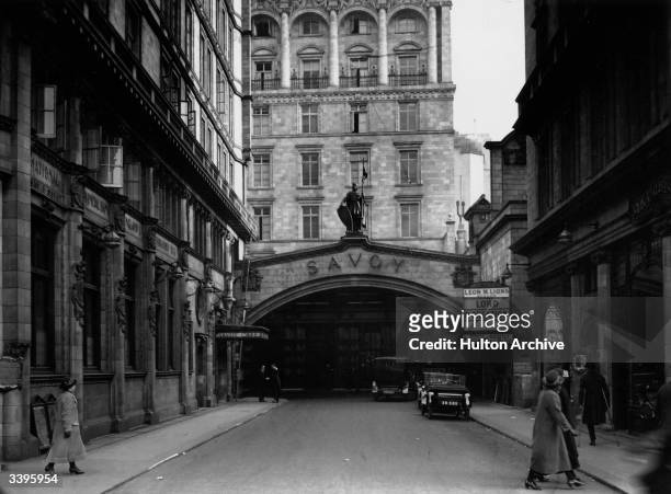 The entrance to London's Savoy Hotel.