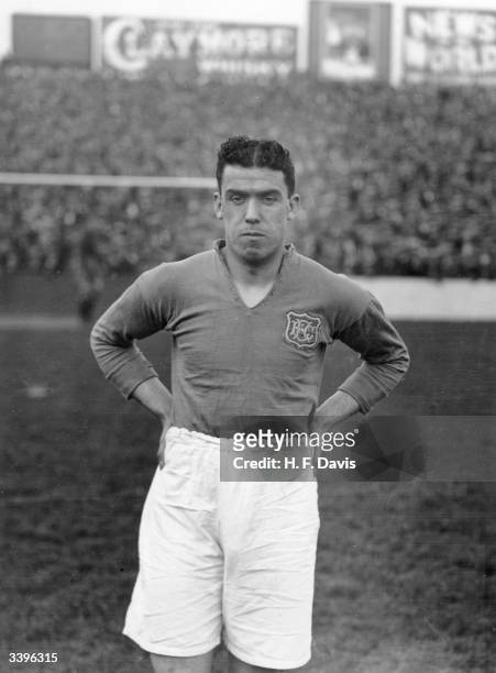 Prolific goal scorer of Everton Football Club, Dixie Dean pictured before a match against West Ham United.