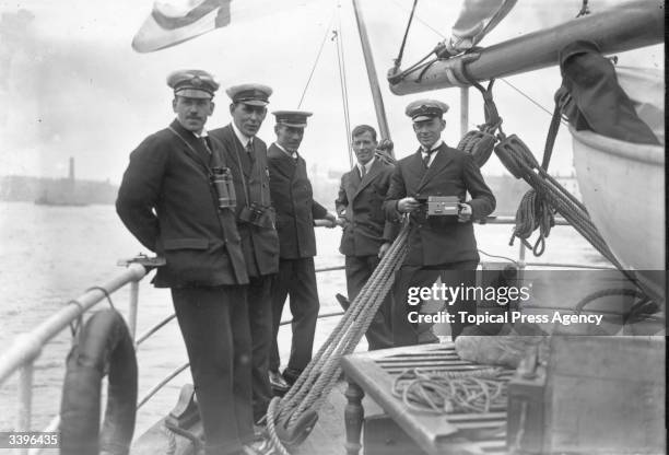 Members of the team which took part in the Shackleton- Rowett Antarctica Expedition, Captain Douglas, Commander D Keffrey, Commander Wild, Captain...