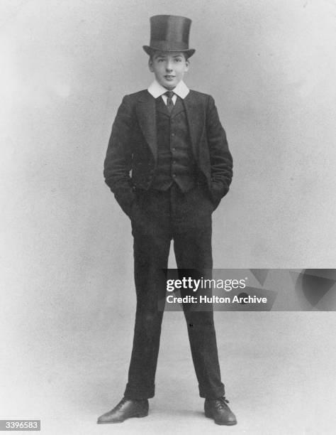 British statesman Sir Robert Anthony Eden, 1st Earl of Avon , aged thirteen, wearing his Eton school uniform.