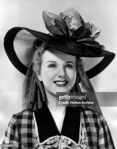 Canadian actress Deanna Durbin in the period musical 'Can't Help Singing', directed by Frank Ryan for Universal Pictures.