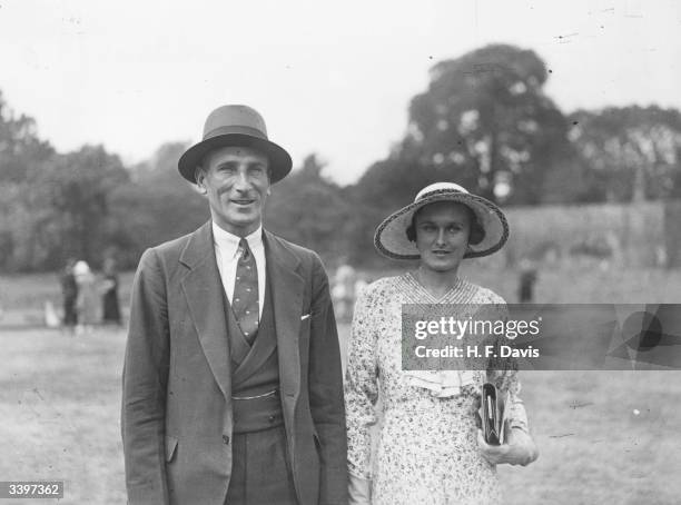 English cricketer Douglas Jardine and his fiancee Margaret Peat in Regent's Park, London.