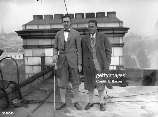 American amateur golfers Francis Cuimet and Bobbie Jones, in Britain for the Walker Cup competition.