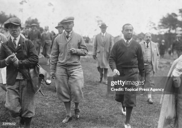 Golfer Walter Hagen winner of the USPGA and Ryder Cup Captain and his opponent Percy Alliss at Wannsee, Berlin.