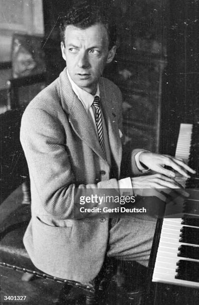 Benjamin Britten, Baron Britten of Aldeburgh rehearsing his 'Rape Of Lucretia' in the organ room at the Glyndebourne opera festival. Original...