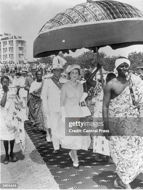 The Queen's representative, the Duchess of Kent, and governor Sir Charles Arden-Clarke attend the Ghanaian Independence ceremonies with Prime...