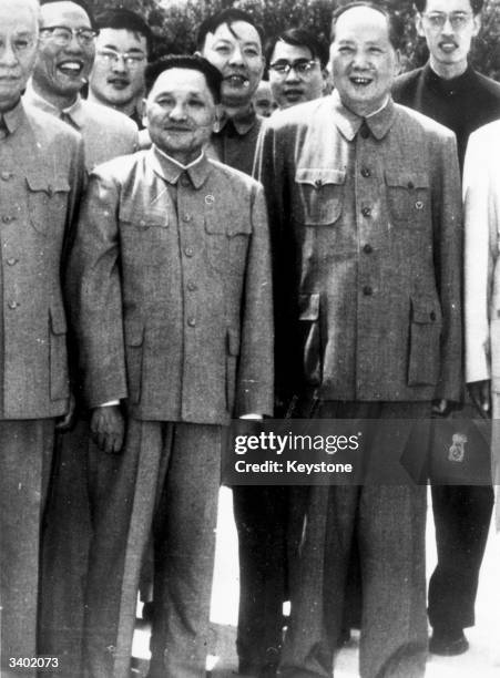 Chinese communist leader and first President of the People's Republic of China, Mao Zedong with Deng Xiaoping at Peking.