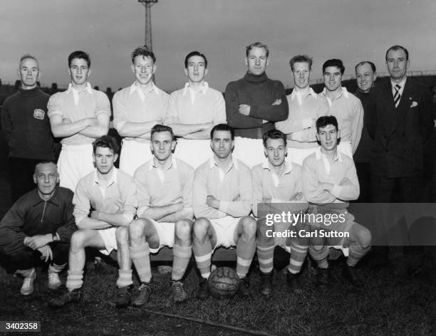 The players of Manchester City Football Club, a side with a good chance of winning the league Championship. Back row, left to right: Laurie Barnet ,...