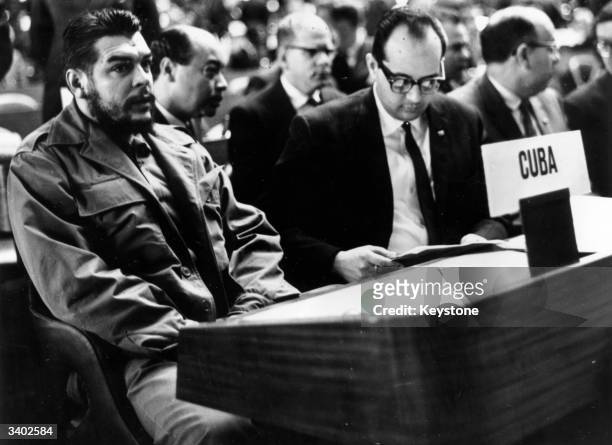 Argentine Communist revolutionary leader Che Guevara attending a United Nations Trade Conference at the Palace des Nations, Geneva.