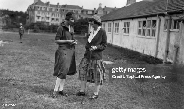 Golfers, Miss de Mora and Mlle Debayser at Le Touquet Golf Club.