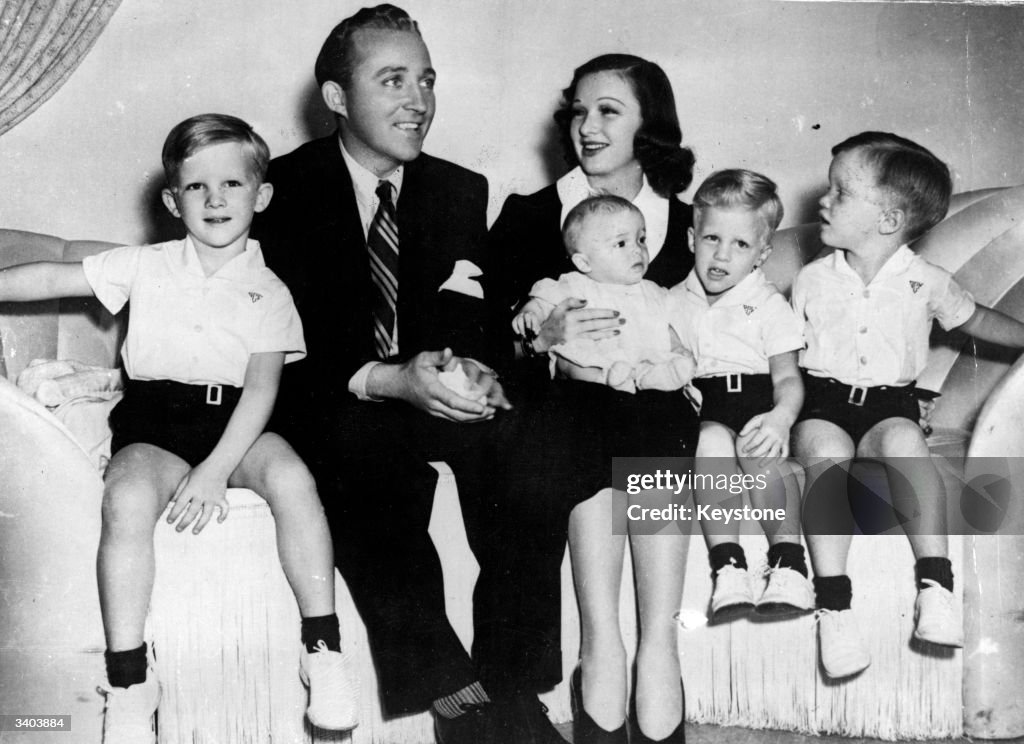 American singer and actor Bing Crosby with wife Kathryn and children