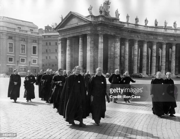 Jesuit delegates arriving at the Vatican, Rome, for an audience with the Pope.
