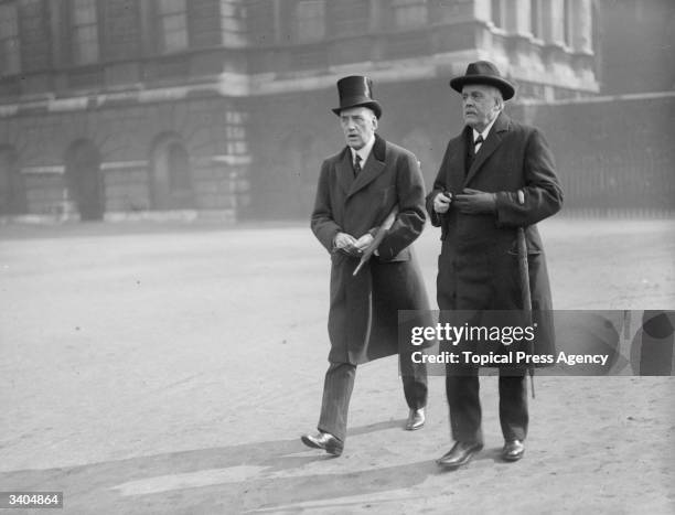 Foreign Secretary Arthur Balfour with Unionist leader, and founder of the paramilitary Ulster Volunteer Force, Edward Carson , both members of the...