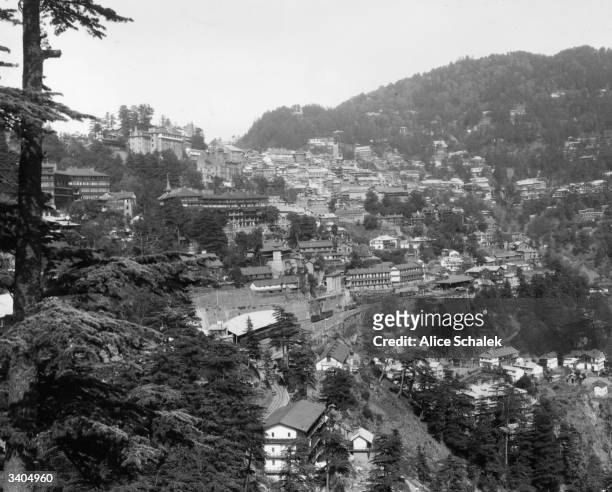The town of Simla in northern India, capital of the Himachal Pradesh Territory on the southern slopes of the Himalayas and summer capital of India.