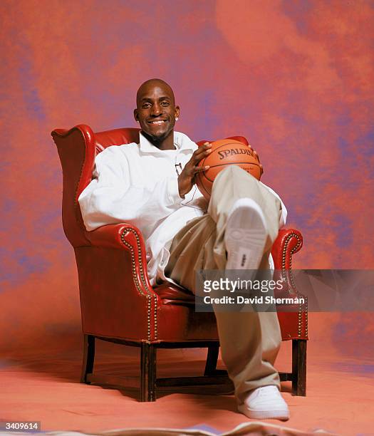 Kevin Garnett of the Minnesota Timberwolves poses for a portrait during the 2004 NBA All-Star Weekend on February 13, 2004 at Staples Center in Los...