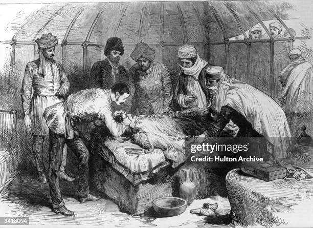 Patient undergoing an operation under sedation with chloroform in the Murghab Valley, Afghanistan.