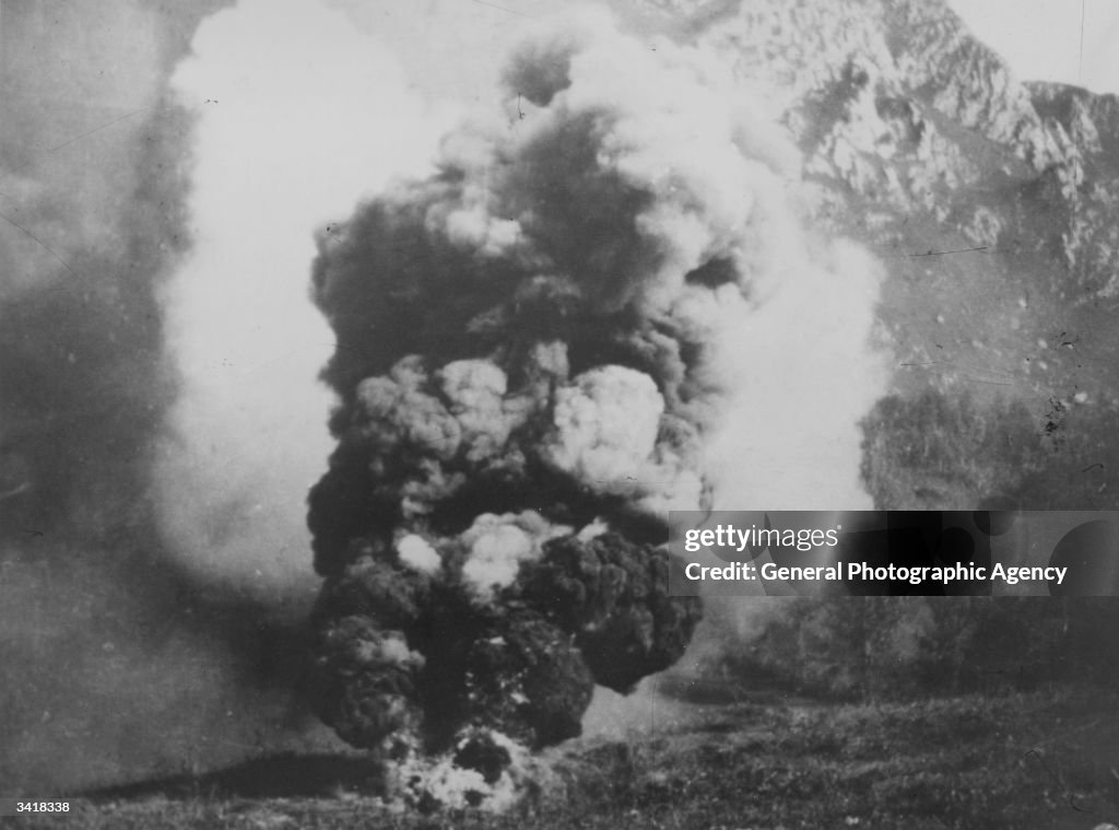 A gas shell exploding. Gas used to be released directly from... News ...