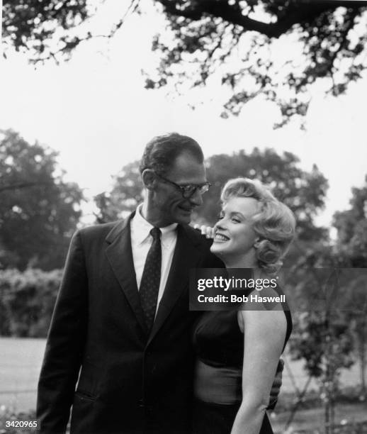 Film star Marilyn Monroe with her husband playwright, Arthur Miller.