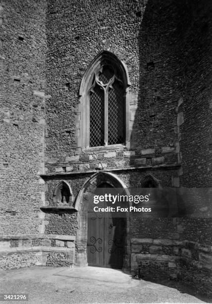 Old Door in the Early English style circa 13th century, Danbury Church in Essex, south east England.