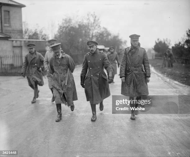 Irish Free State Army commanders Cusack and Dalrymple occupy the barracks at the Curragh military camp in County Kildare after the signing of the...