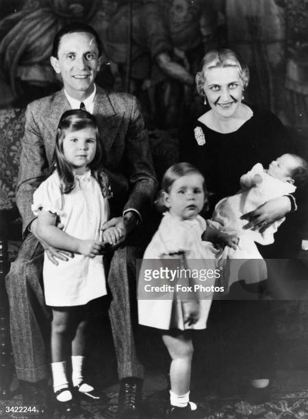 German Nazi politician and minister of propaganda Paul Joseph Goebbels with his wife and children.