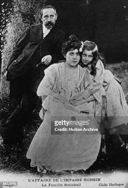 Adolphe and Jeanne-Marguerite Steinheil with their daughter. Steinheil was accused of murdering her husband and her mother in Paris after conducting...