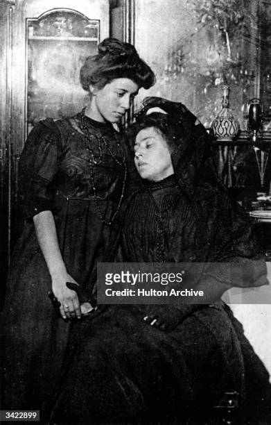 Jeanne-Marguerite Steinheil, who was accused of murdering her husband and mother, pictured with her daughter. She was later acquitted and married...