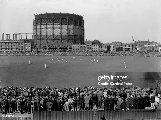 The crowd watching the test match between England and Australia at the Oval in South London.