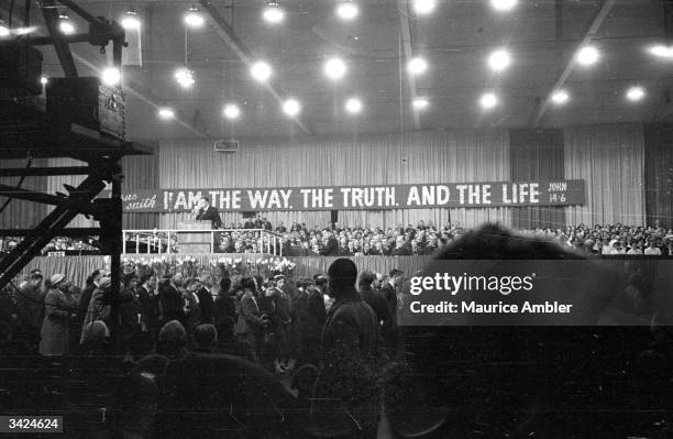 American evangelist Billy Graham begins his All-Scotland Crusade in Kelvin Hall, Glasgow, in front of an audience of 15,000. Billy Graham's Christian...