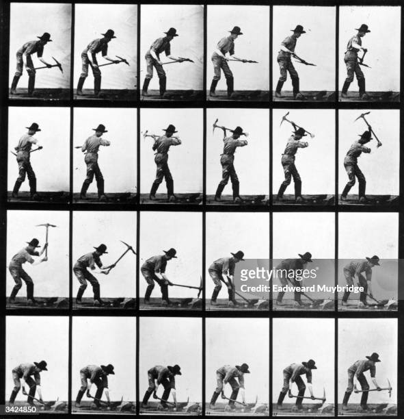 Series of photographers taken by the Anglo-American photographer Eadweard Muybridge as a study of movement. He used twenty-four cameras to capture a...