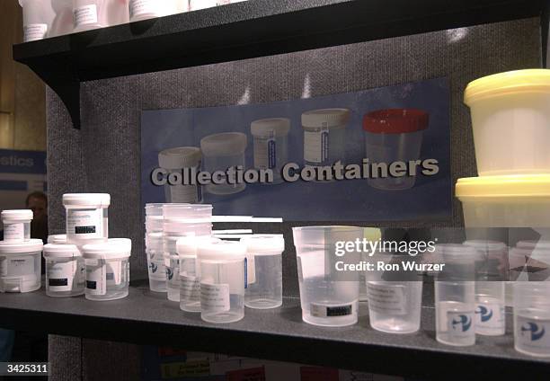 Vials to be used to collect urine samples on display at the Drug & Alcohol Testing Industry Association annual conference on April 16, 2004 in...