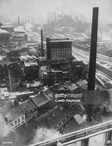 An aerial view of the United Steelworks in Dortmund.