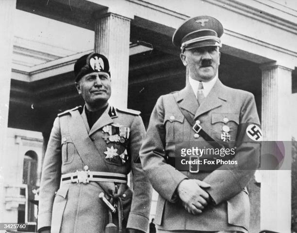Italian fascist dictator Benito Mussolini and Adolf Hitler , the leader of Nazi Germany, in Munich.