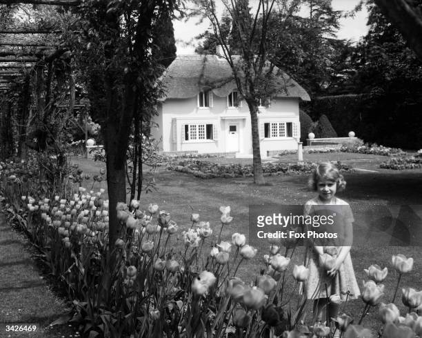 Princess Elizabeth by the Welsh House, presented as a gift to her and Princess Margaret by the people of Wales, built in the grounds of the Royal...