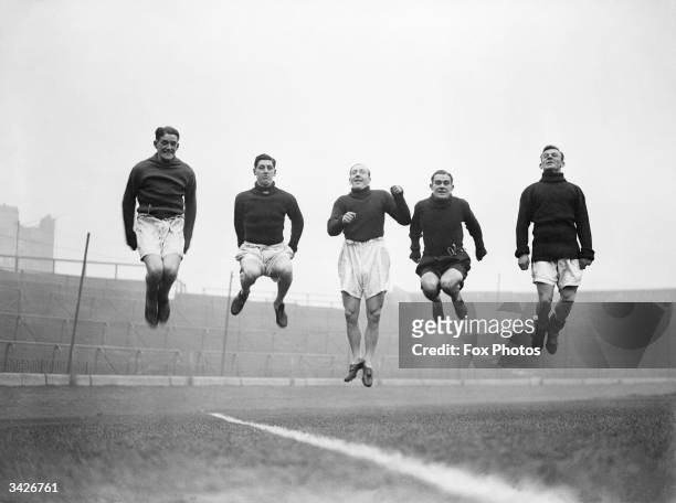 George Barber, O'Dowd, Law, Alex Cheyne and Pearson of Chelsea FC make light work of a training session in the run up to their FA Cup tie with...