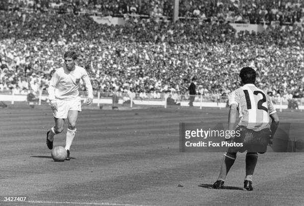 England footballer Alan Ball in action during the World Cup quarter-final match between England and Argentina at Wembley Stadium, London.