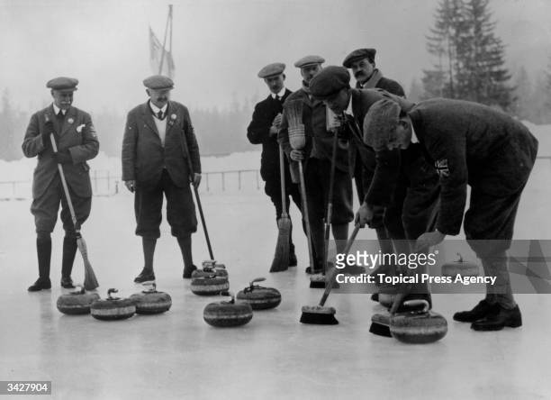 The British Curling team during the Winter Olympics at Chamonix, France.