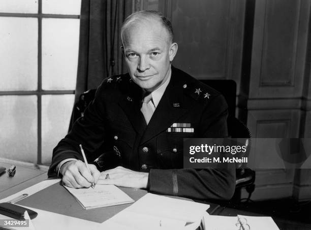 Major-General Dwight Eisenhower , commander of the American Forces in the European theatre of war, at the time of his promotion, by President...