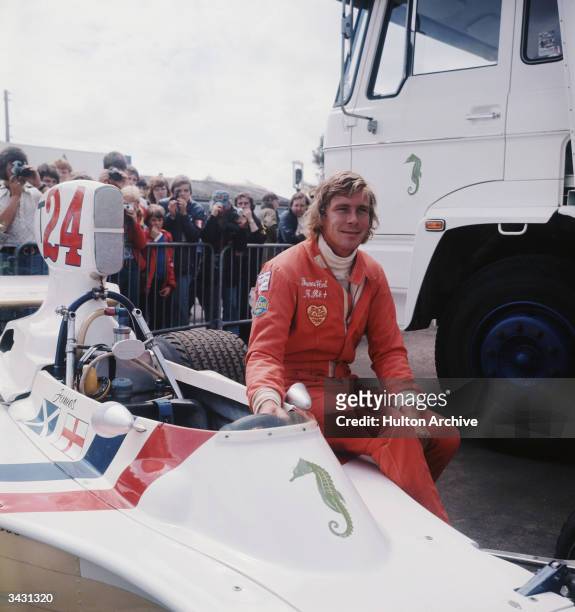 British motor-racing driver James Simon Wallis Hunt , winner of ten Grand Prix races, and World Champion in 1976.