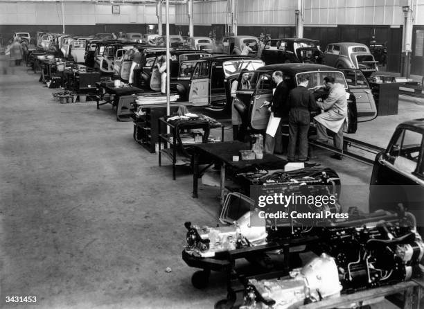 Scene in the Bentley body shop at the Rolls Royce factory, Crewe, Cheshire.