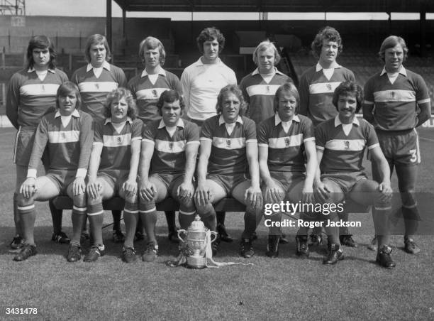 Members of the Middlesbrough team after their promotion to the First Division, Alan Foggon, P Brine, David Mills, Jim Platt, David Armstrong, Willie...